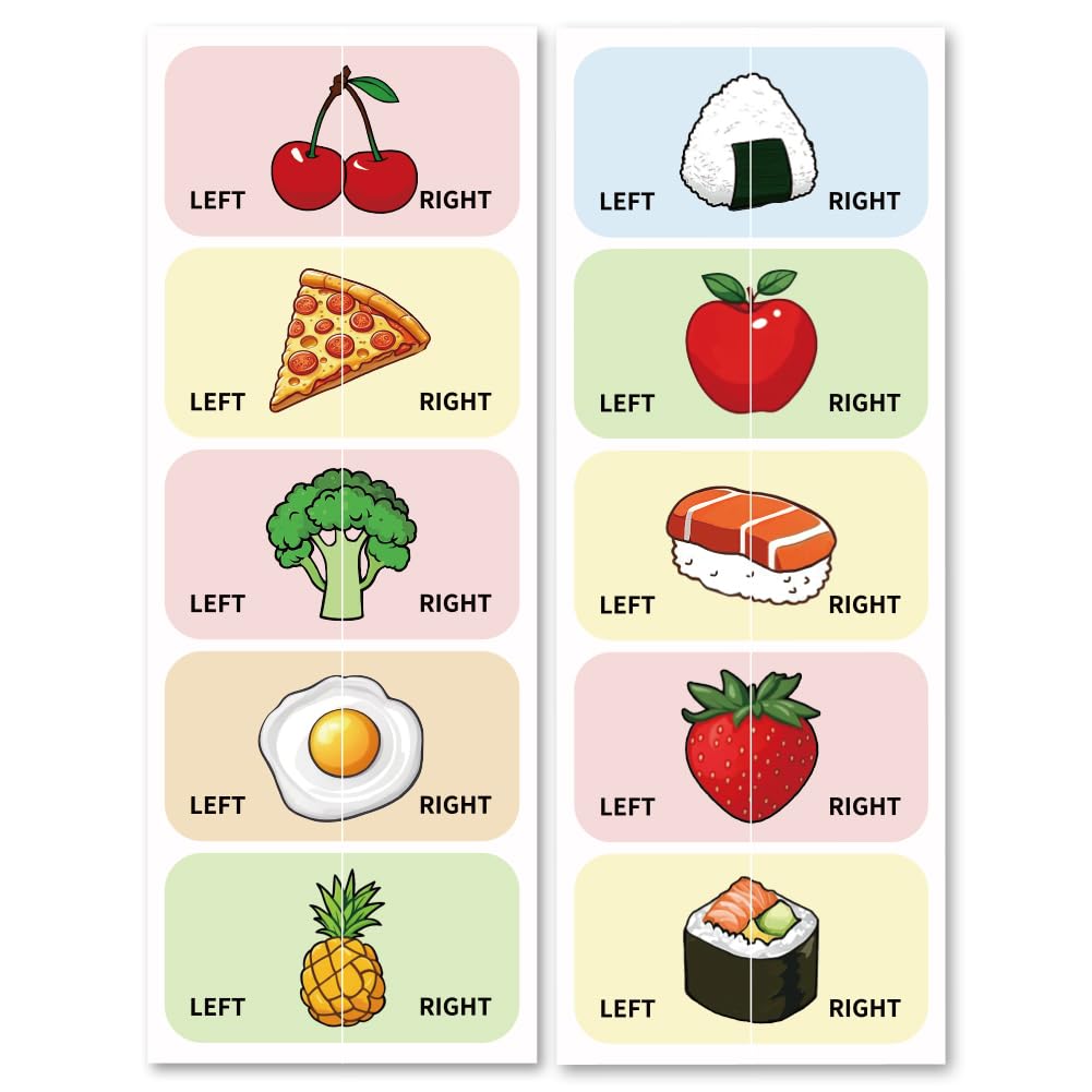 Peacoblue Shoes Stickers for Shoes Learning Left Right, Delicious Food 100pcs(50 Pairs) Self-Adhesive Shoes Stickers Labels Decals to Help Put Shoes On