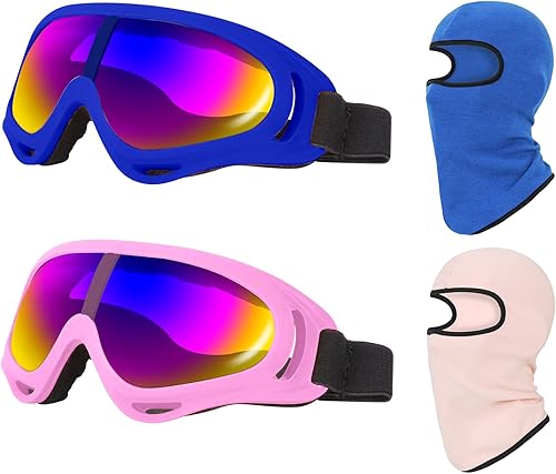 Paquete de 2 gafas de esquí, gafas de snowboard para niños, niñas, jóvenes, hombres y mujeres