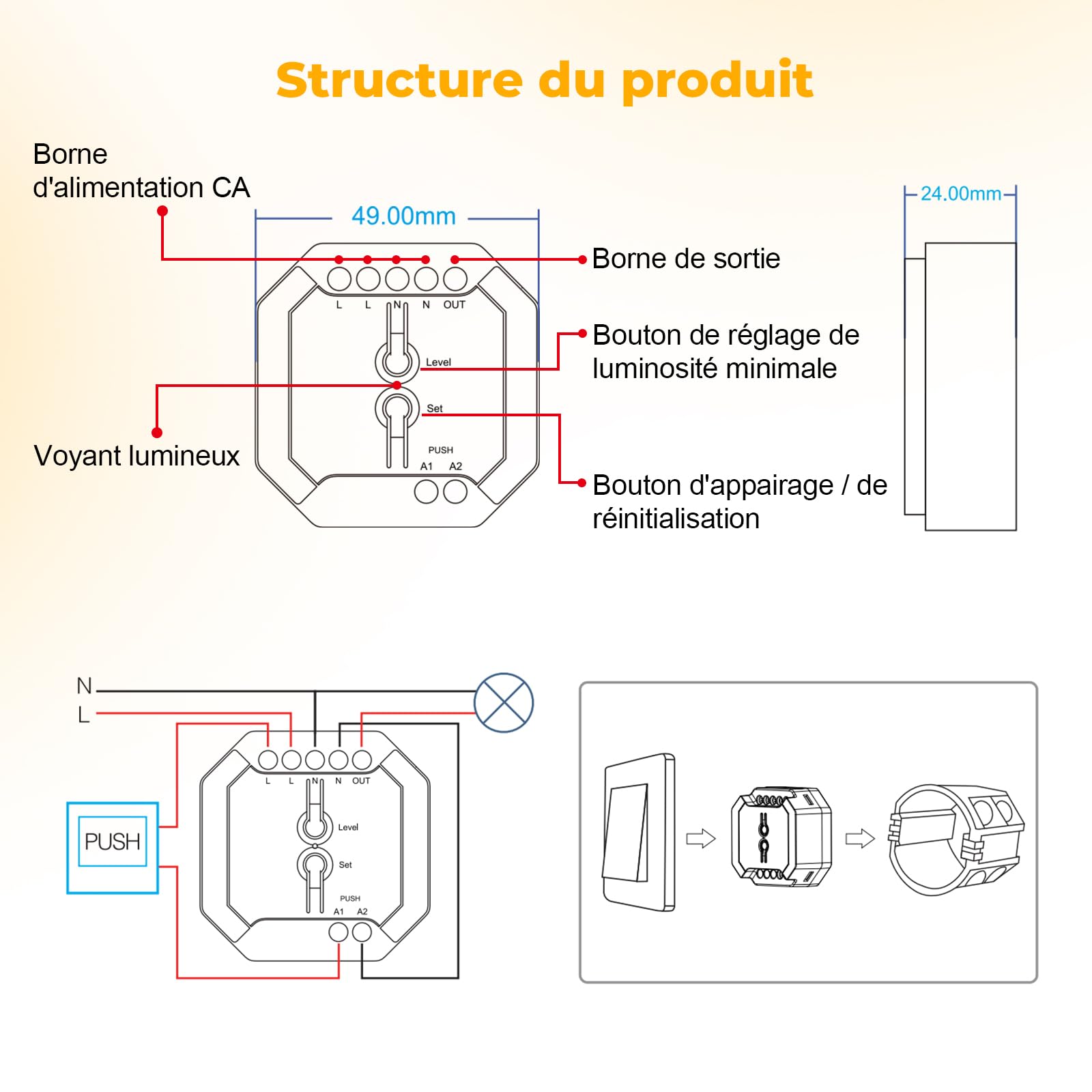 VIPMOON Variateur de Lumière LED Interrupteur Intelligent