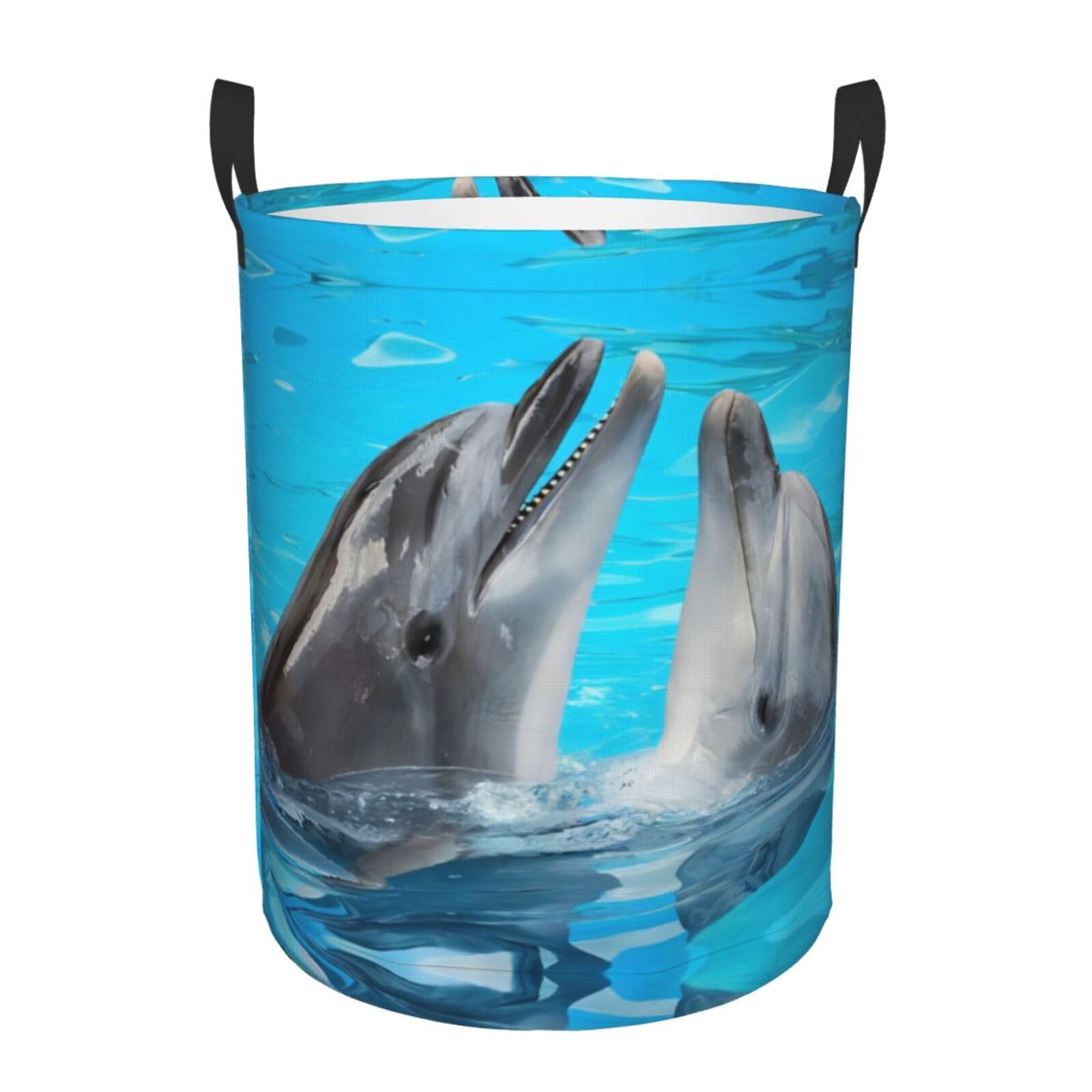 S Circular Hamper – Collapsible Cool dolphin Print Laundry Basket
