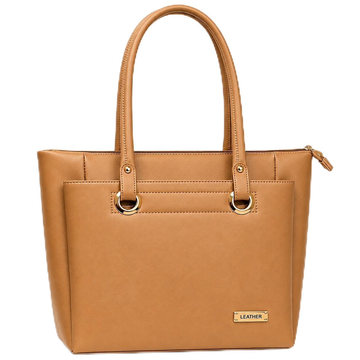 Premium Tan Tote Bag for Women | Spacious Shoulder Handbag with Zipper Closure | Stylish Daily Use Office, Travel & Shopping Bag-image-0