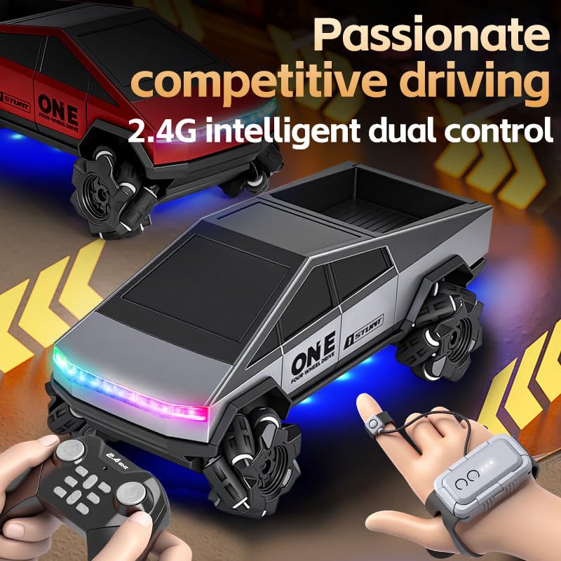 Image of Off Roader Rechargeable Remote Control Car | RC Car Monster Truck | 4 Headlight Modes | Lithium Battery | C-Type Charging | 2.4GHz Remote Controller Race-Ready (Cyber Drift - Ts2a803)