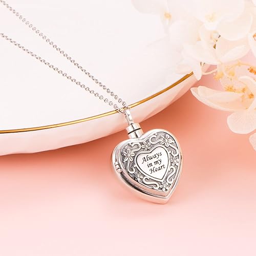 Miniatura 2 de Yearace - Collar de urna de fotos personalizado para cenizas, joyería de cremación para cenizas, collar conmemorativo de recuerdo de plata de ley,