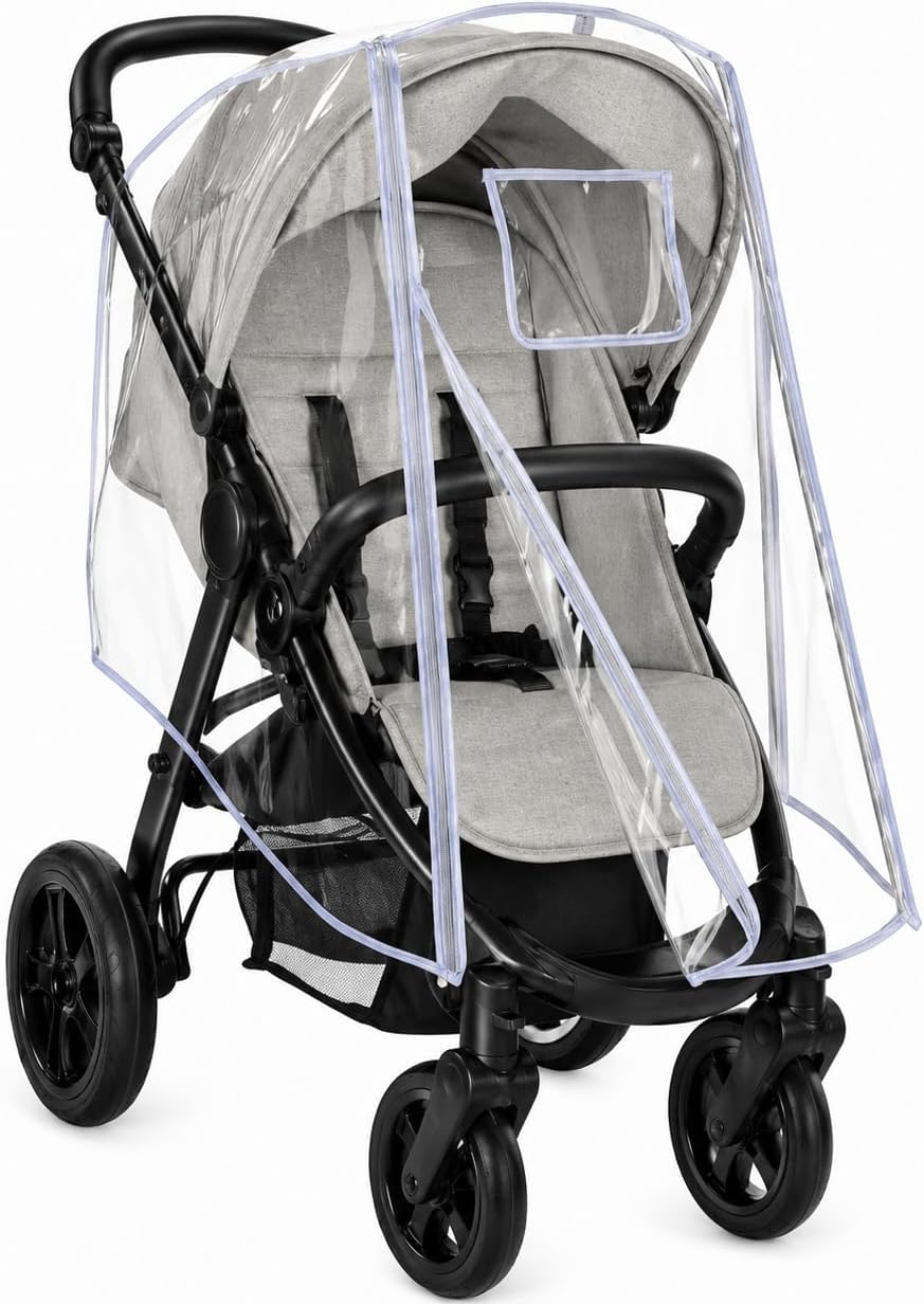 Zamboo Universal Rain Cover for Pram, Pushchair & Buggy with Zip | Transparent Stroller Rain Cover Universal Fit