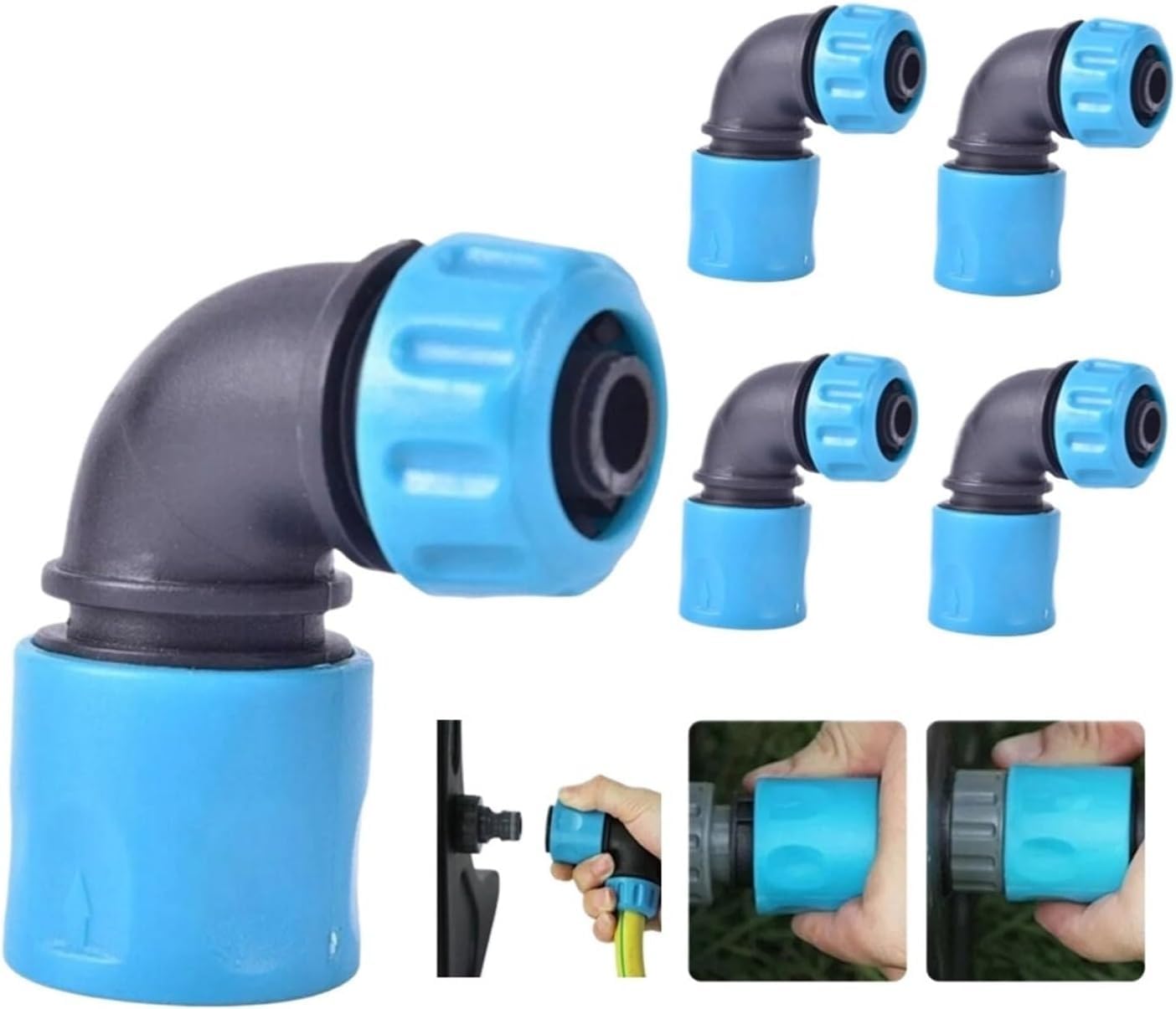 Raccordo a gomito per tubo da giardino, adattatore per rubinetto in plastica per irrigazione, raccordi per tubi durevoli, confezione da 2