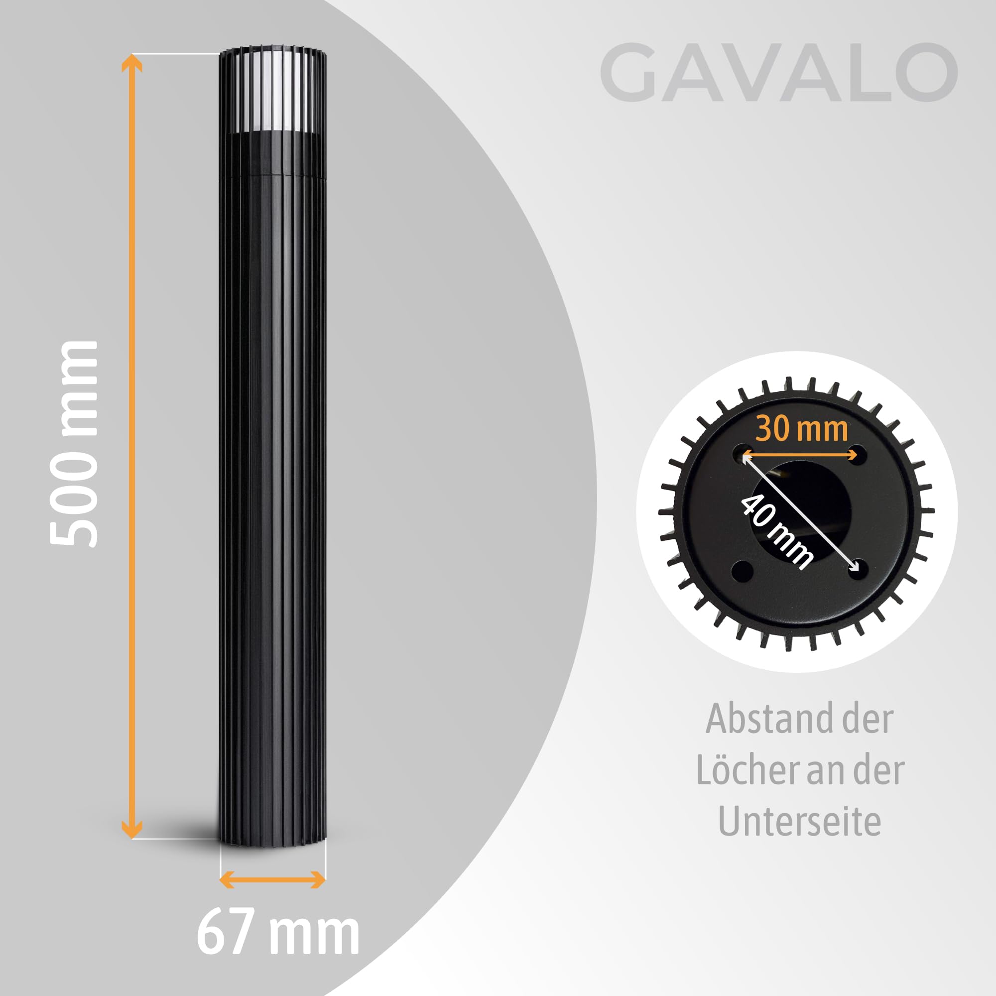 SSC-LUXon 4x GAVALO Pollerleuchte schwarz rund IP44 geriffelt für G9 Lampe - Design Wegeleuchten Außenlampe aus Aluminium Sockellampe für Außen