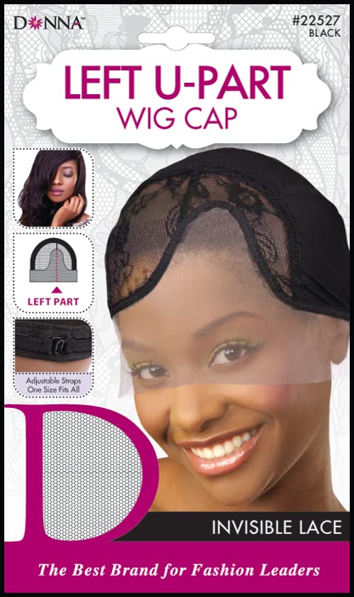 DONNA U-PART Wig Cap Black Color 1pc, Weaving Cap Wig Caps for Women Bald Cap, Left U-part Wig Cap Invisible Lace