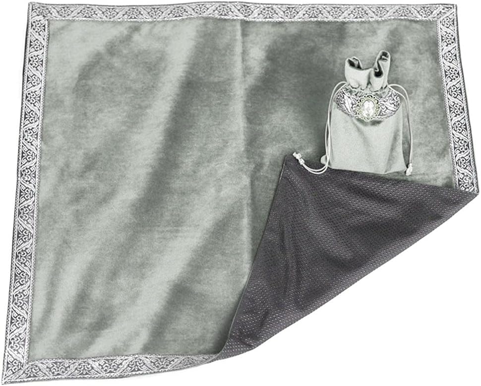 Tarot Card Cloth Mat, 66 x 66 cm Velvet Tarot Astrology Tablecloth Non-Slip Tarob Witch Divination Moon Phases Lovers Altar Cloth Board Game Accessories with Storage Bag