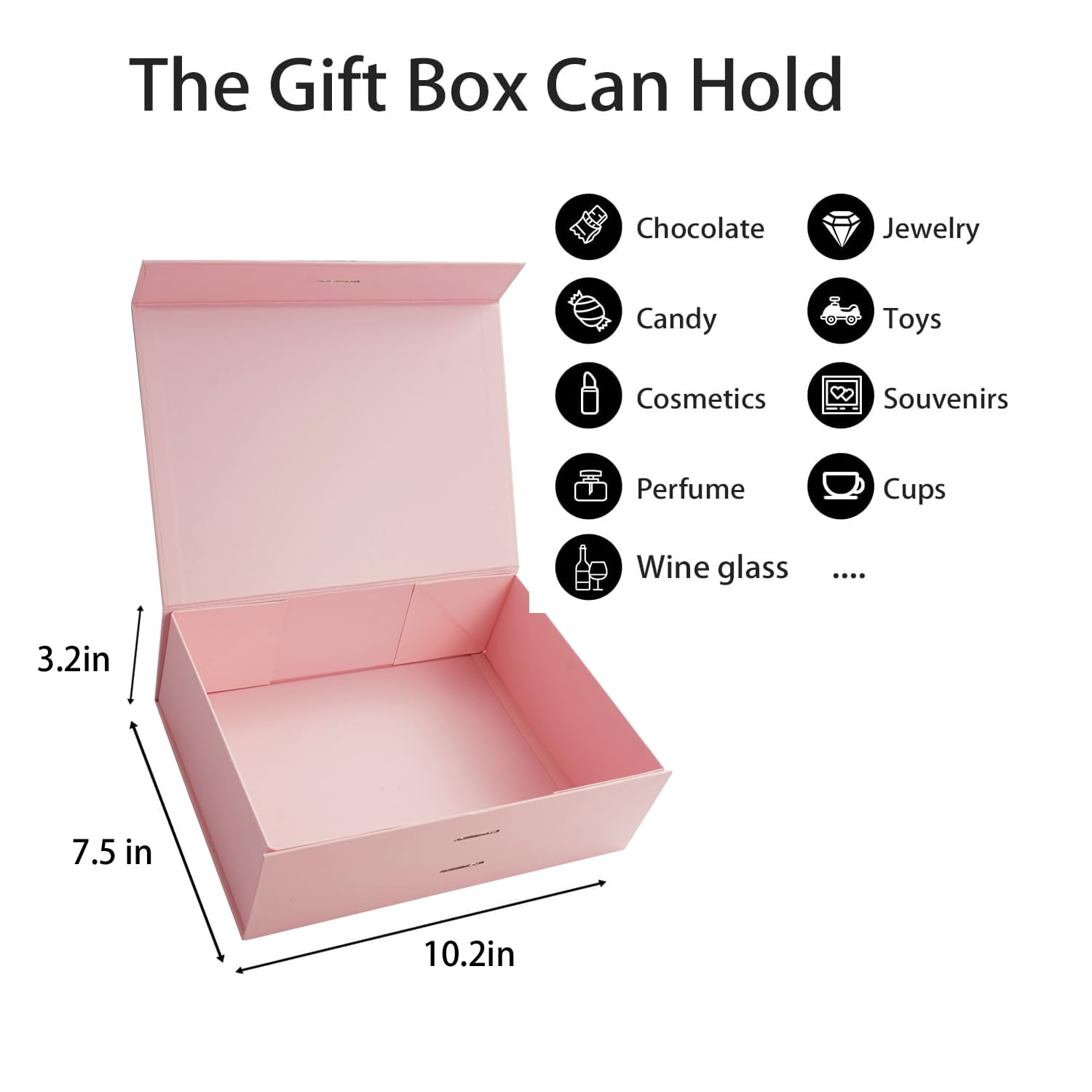 Uptotop - Scatola regalo con coperchio per regali, 25 x 19 x 8 cm, con nastro e chiusura magnetica, ideale per Natale, Capodanno, matrimoni, compleanni, testimoni dello sposo, esposizione e