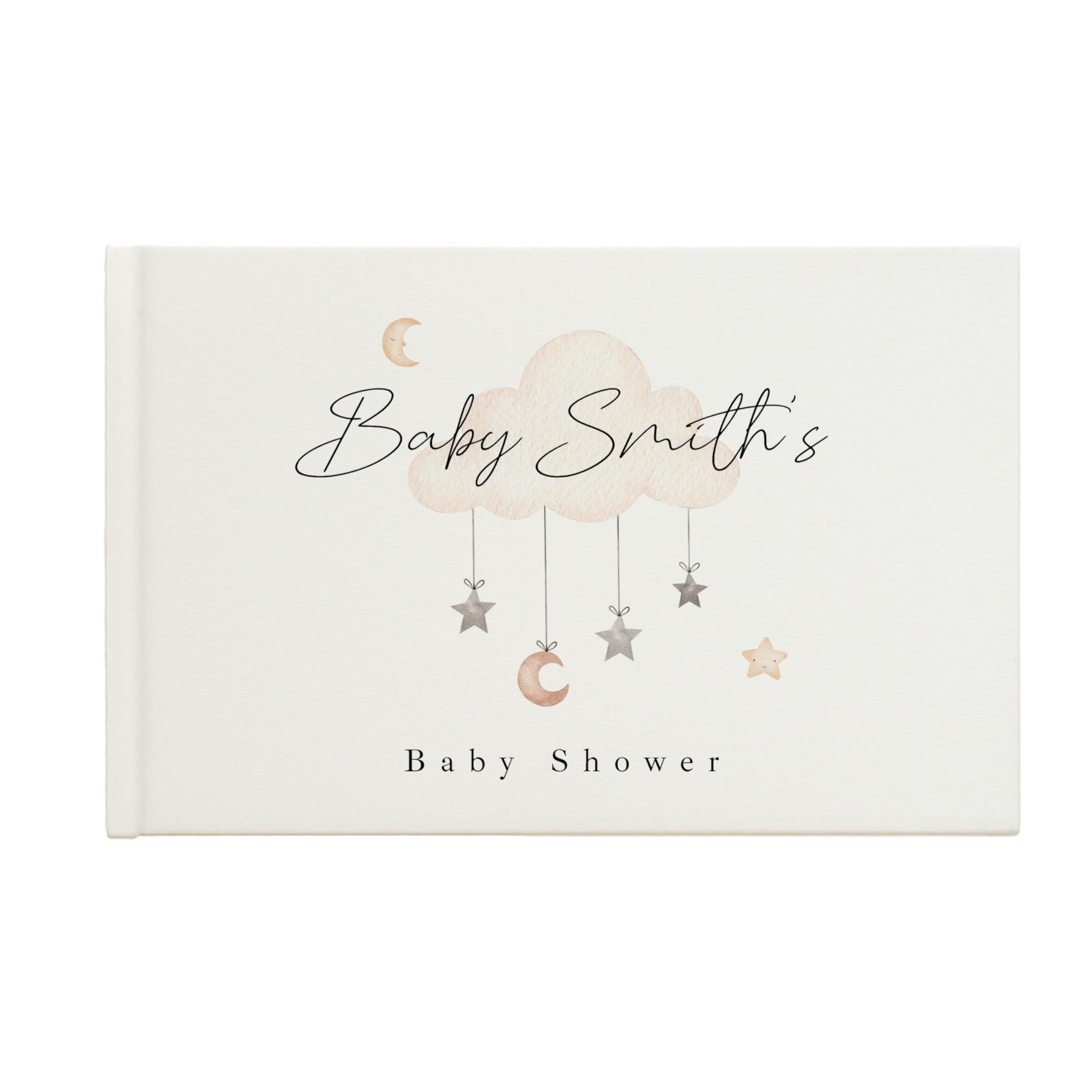 Baby Shower Guest Book and Sign Set Nursery Cloud Star Mobile Cot Design, 23 x 17.5 cm, 80 Pages, Personalised (Guest Book: Boxed)