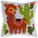 DACUN Hochwertiger Latch Hook Kit Kamel und Eulen Kissenbezug Teppich Machen Kits for Anfänger Erwachsene Kinder Häkelkits Häkeln DIY Handgefertigtes Home Decoration kreatives Geschenk 43x43cm, a