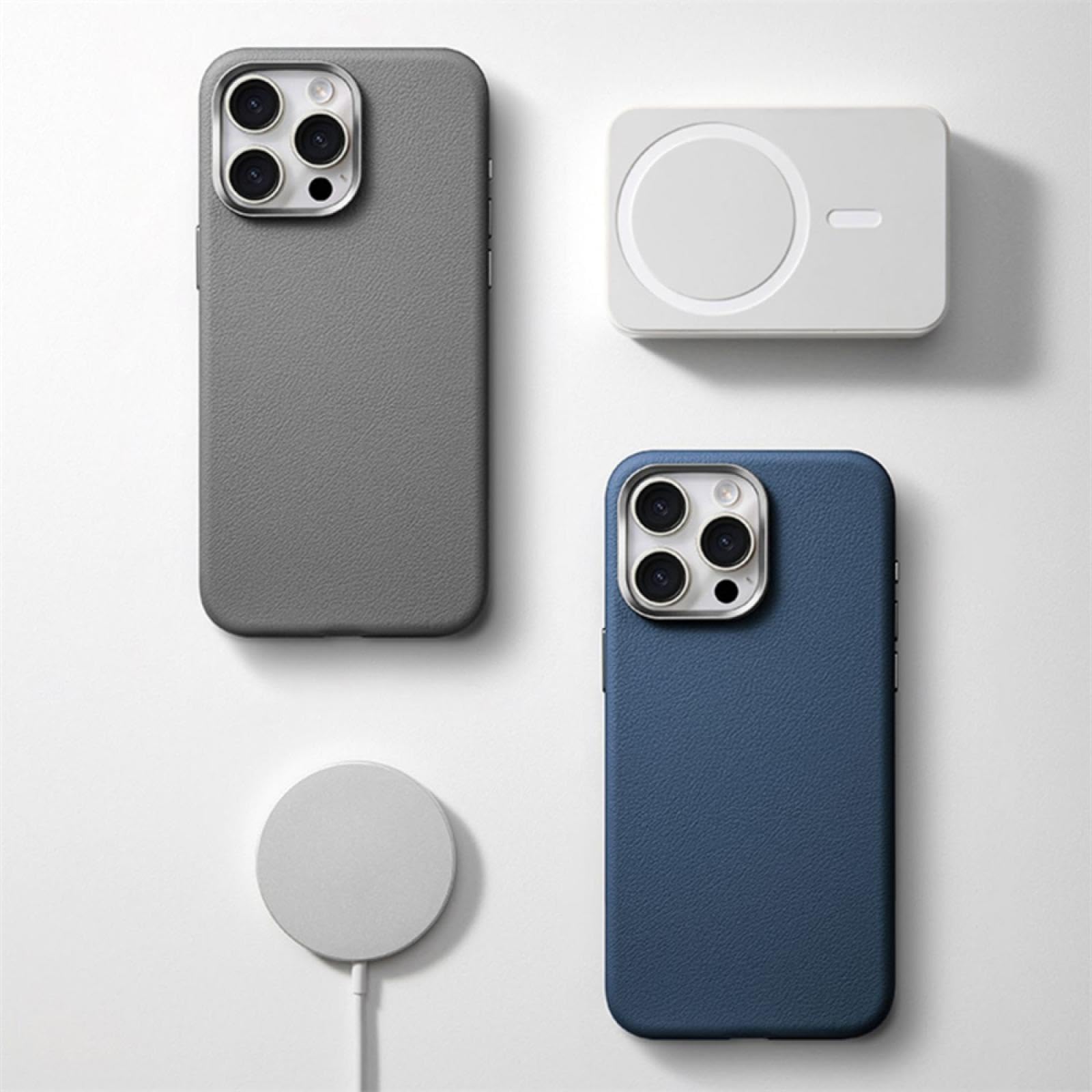 Étui magnétique de Luxe en Cuir PU pour iPhone 15, léger, Fin, avec Chargement sans Fil et Protection Antichoc (pour iPhone 15/PU Noir)