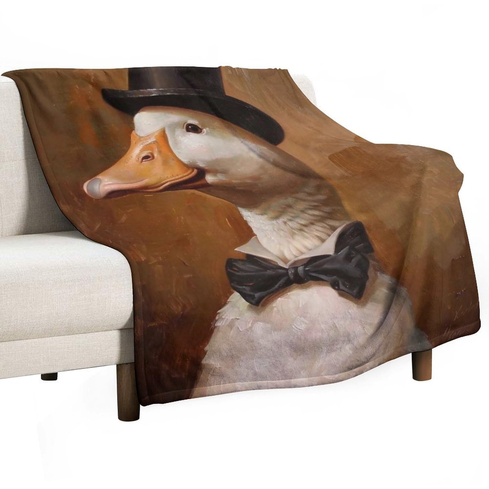 YHGSREUOH Gentleman Duck 02 Flannel Blankets Fleece Soft Throw Lightweight Plush Gifts for Couch, Bed, Cozy Sofa Plush, Chair, Lovers 175x200cm(70x80in)