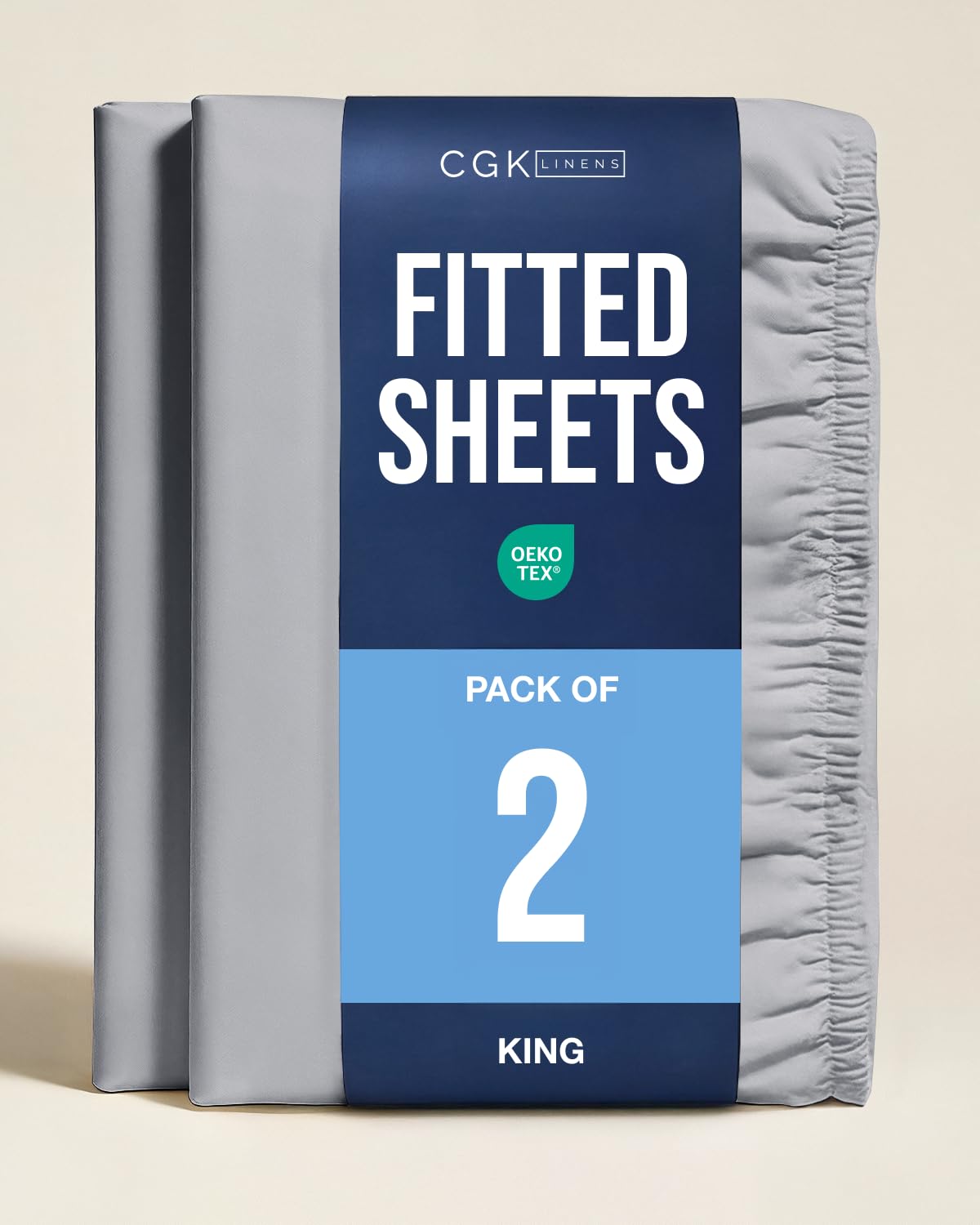 King Fitted Sheet - Pack of 2 Single Fitted Bottom Sheet Only - Steel Blue