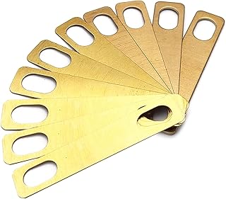 MAXCHEER 10PCS Guitar Neck Shims 4Pcs 0.2mm, 4Pcs 0.5mm and 2Pcs 1mm Thickness Brass Shims for Guitar and Bass Bolt-on Neck Repair(Gold)