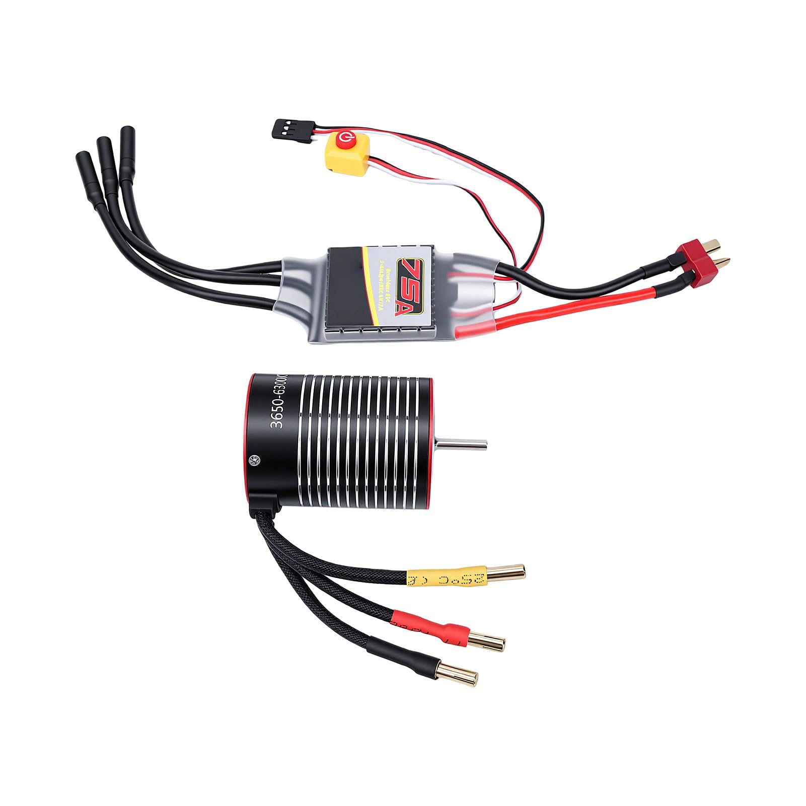 CHICIRIS Bezszczotkowy Silnik RC ESC Combo, Szybki Silnik Bezszczotkowy 6300KV 75A ESC dla łodzi RC Cars 1/10
