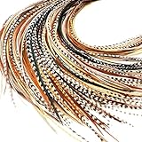 21 Natural Color Hair Extensions – 7”–12” Long – DIY Rooster Kit with 20 Micro-Link Beads – 100% Real Feathers – Eye-Catching Boho Style