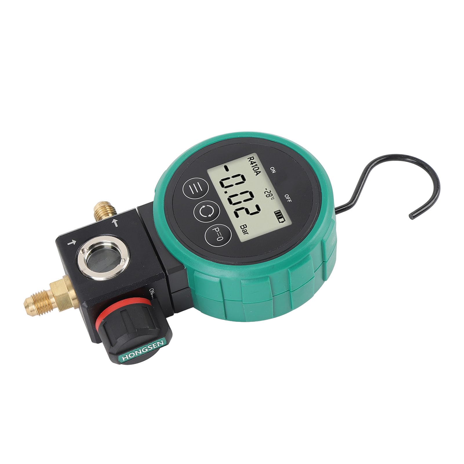 Manómetro digital HVAC, sensor de alta precisión, medidor de vacío con manguera y adaptador, apagado automático, alarma de sobrepresión para refrigerante R22, R32, R410A