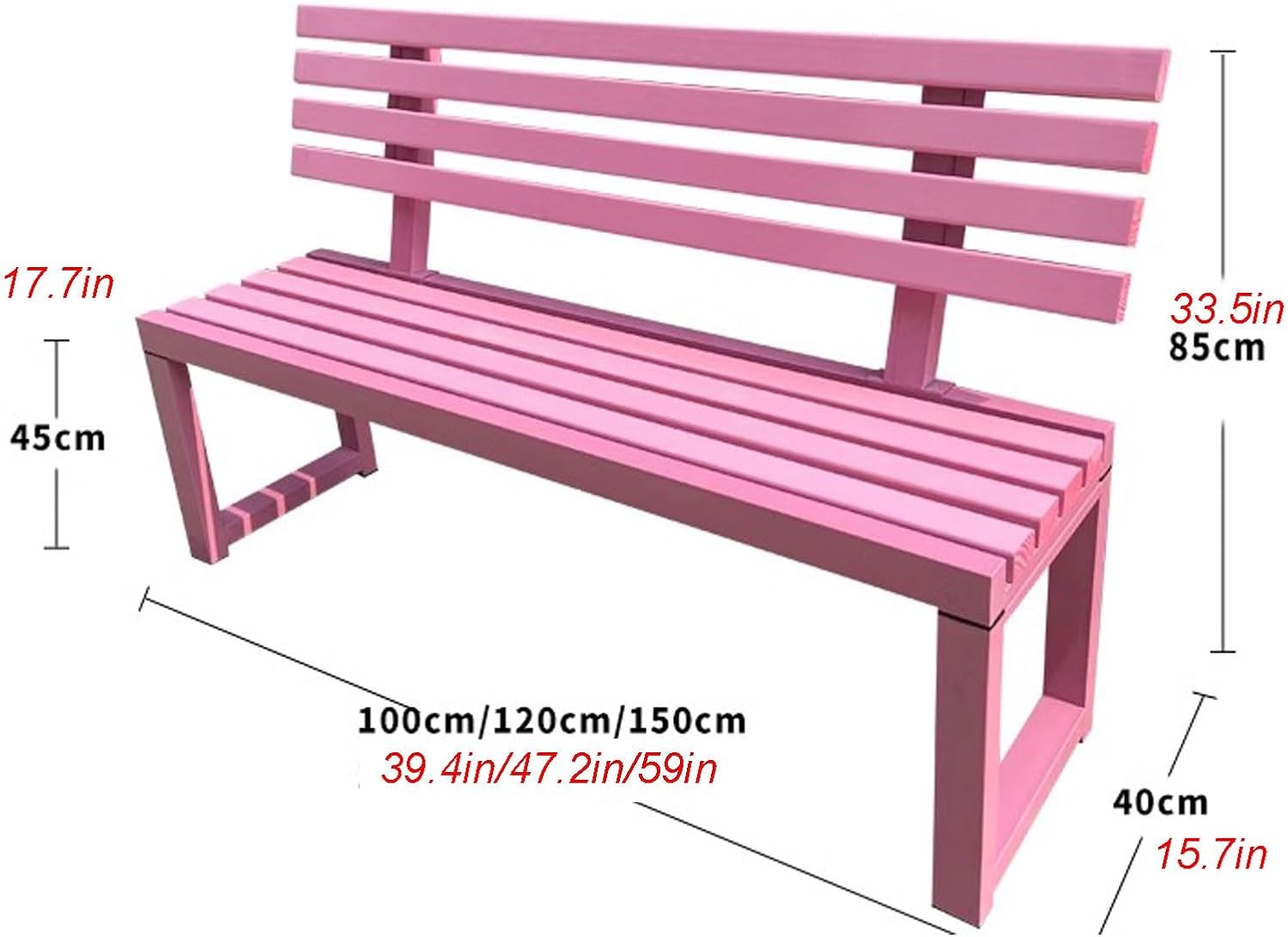 Outdoor Bench, 2-Person Garden Bench with Backrest, Long Metal Bench, Modern Slatted Design for Patio, Lawn, Yard, Porch