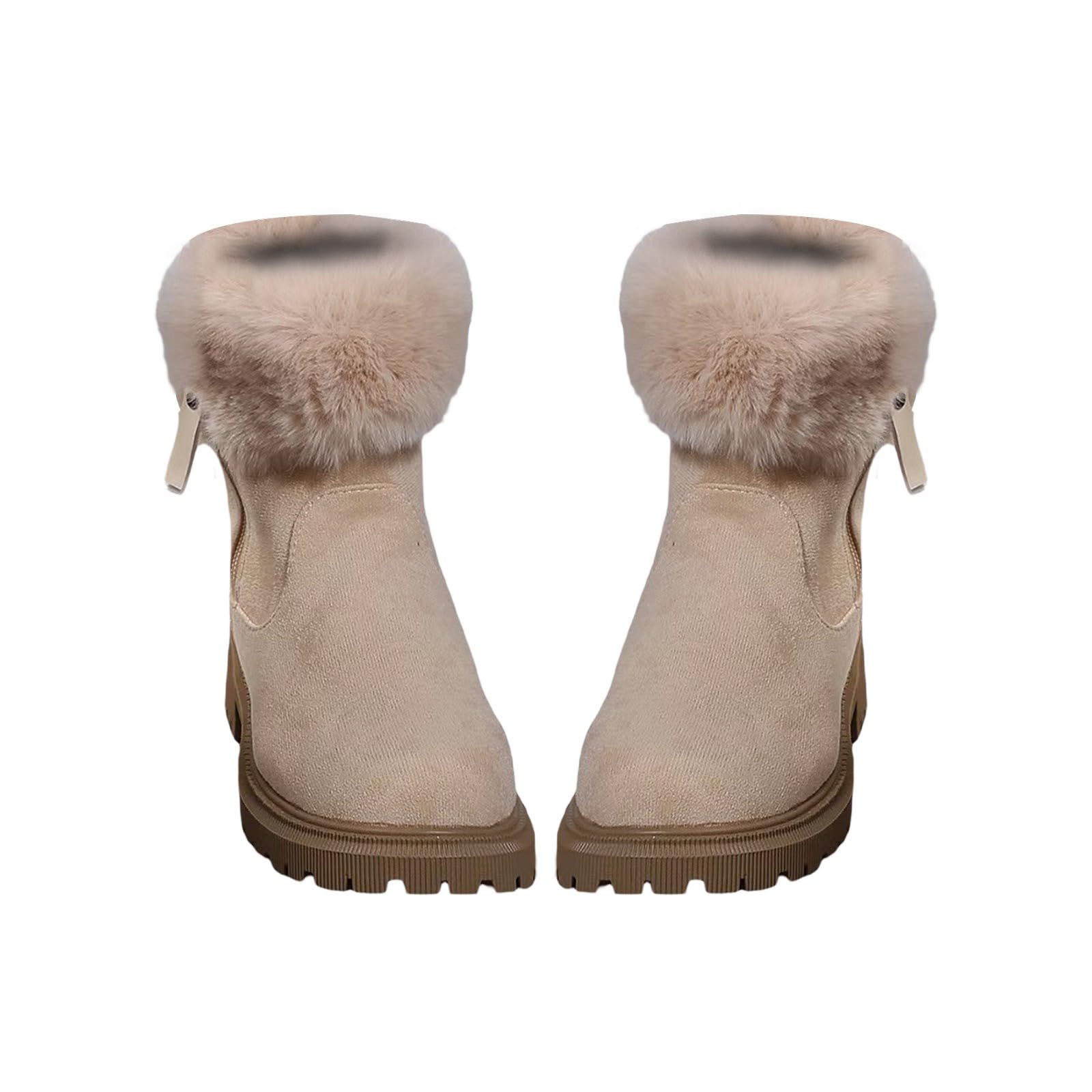 GenericWinter Boots for Women Uk Waterproof Fashion Ankle Boots for Ladies  Winter Thermal Flat Heel Pointed Toe Black Boots Womens Winter Boots Ankle