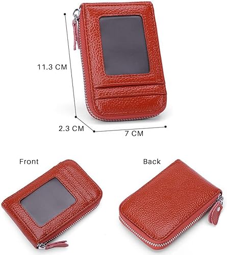 Miniatura 3 de ihreesy Portatarjetas de crédito, de piel vacuna, tarjetero protector para tarjetas de crédito, 9 ranuras para tarjetas, con cremallera, para