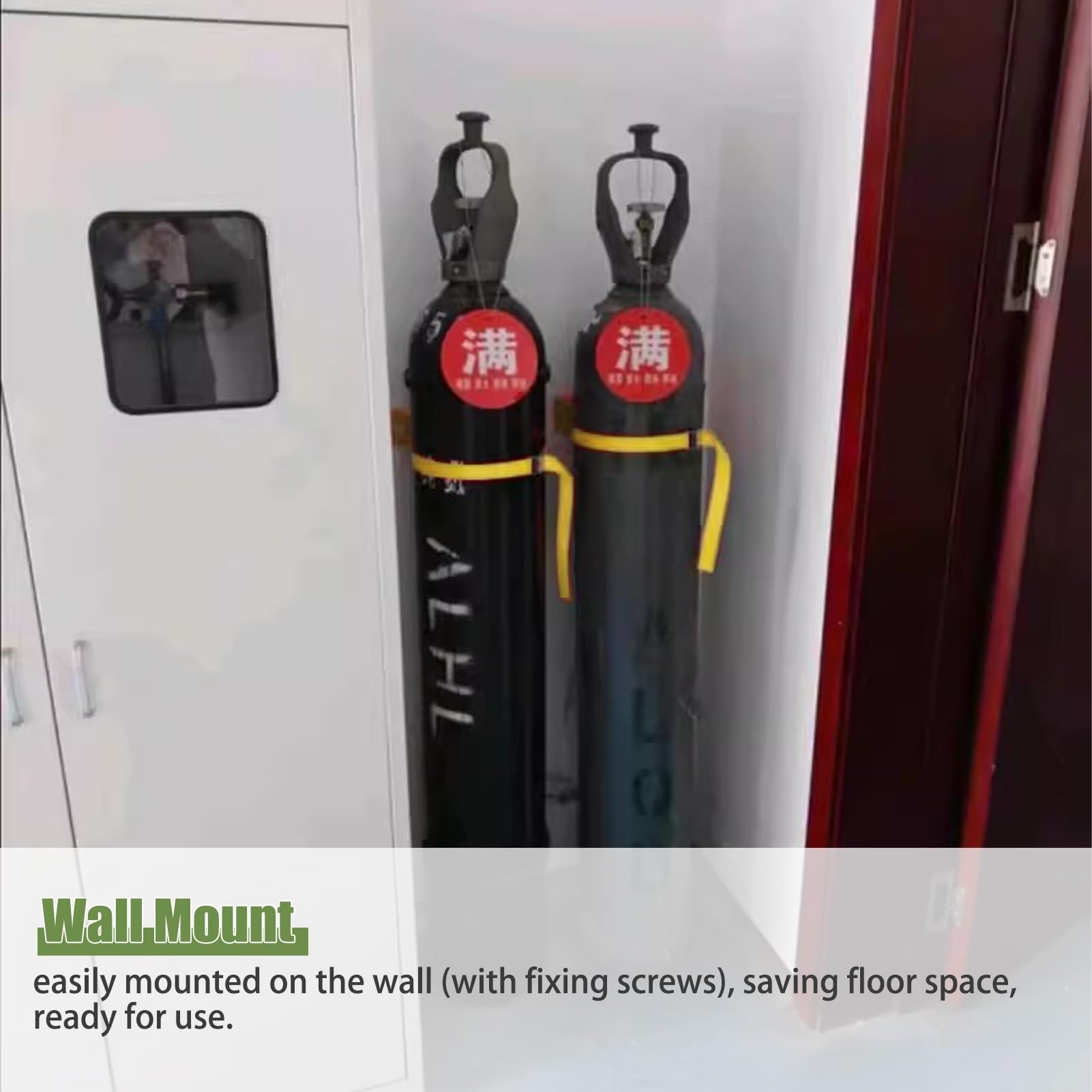Soporte para Botella de Oxígeno Estante para Almacenar Tanques de Gas, Soporte para Montaje en Pared Soporte para Tanques de Propano con Tornillos y Cadena de Seguridad, Organizador de Botellas de Nit