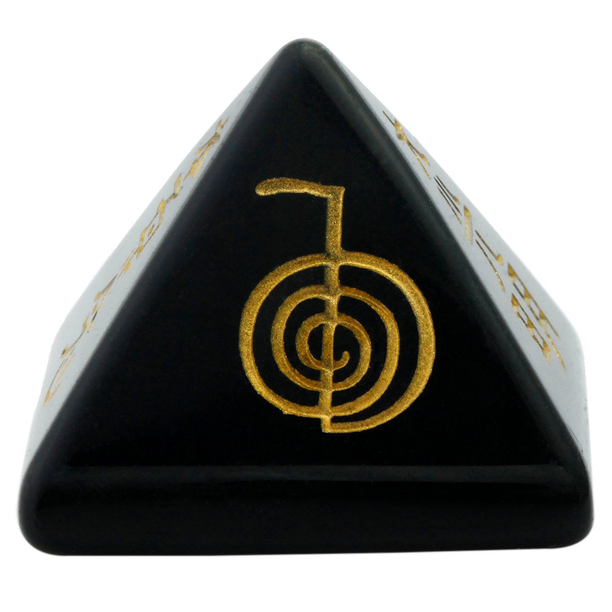 Shanxing Natural Black Obsidian Mini Crystal Pyramid Reiki Pocket Stone, Healing Stone Engraved Reiki Usui Symbols Decoration Figurine - Image 2