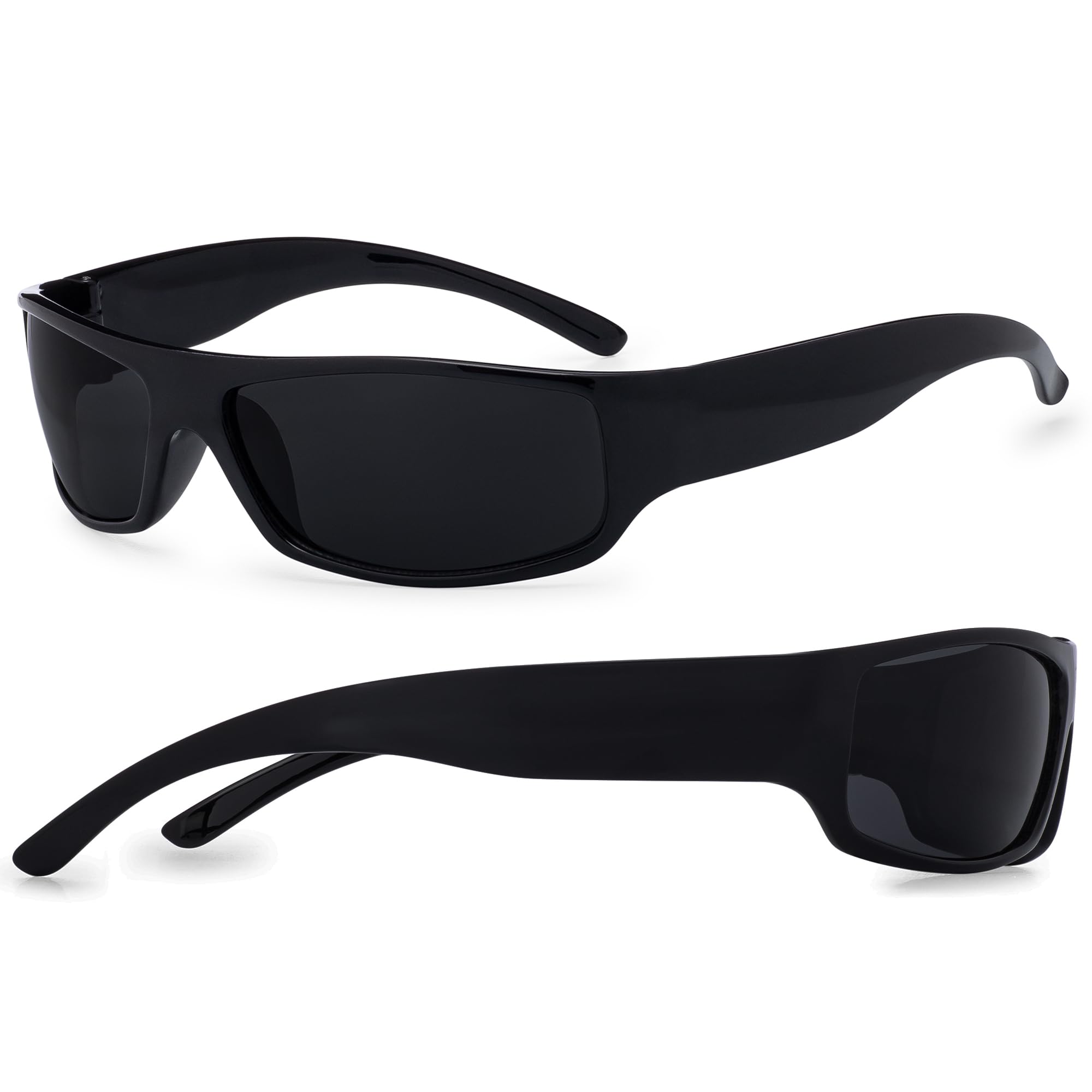 grinderPUNCHSuper Dark Lens Black Sunglasses | Biker Style Rider | Wrap Around Frame