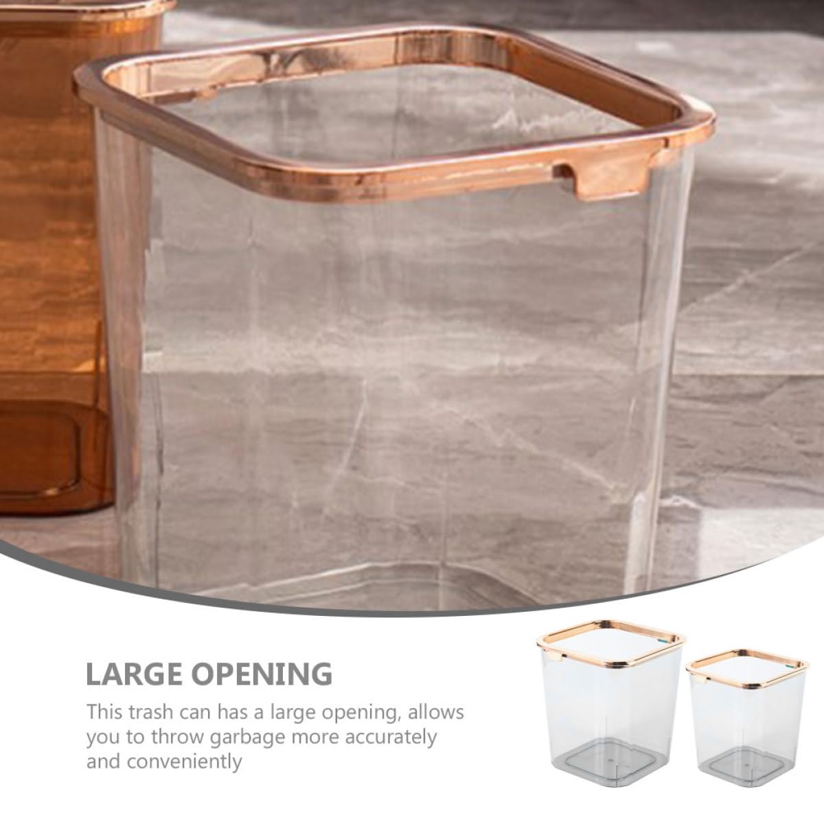 2pcs Creative Pet Trash Can Set with Press Ring, Small Large Waste Bins for Home Bathroom Office Organization image 5