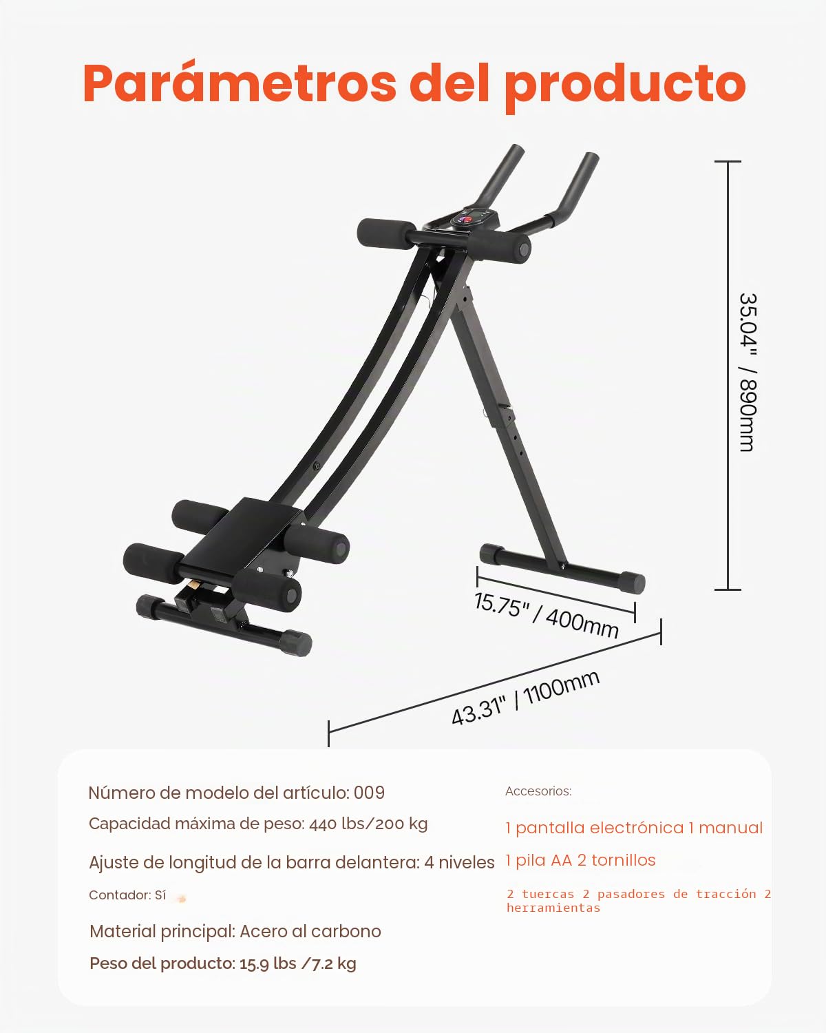 VEVOR Máquina de Ejercicios Abdominales Equipo de Entrenamiento Abdominal para Gimnasio en Casa Capacidad de Peso de 200 kg Máquina de Ejercicios Abdominales para Entrenamiento de Fuerza Ajustable
