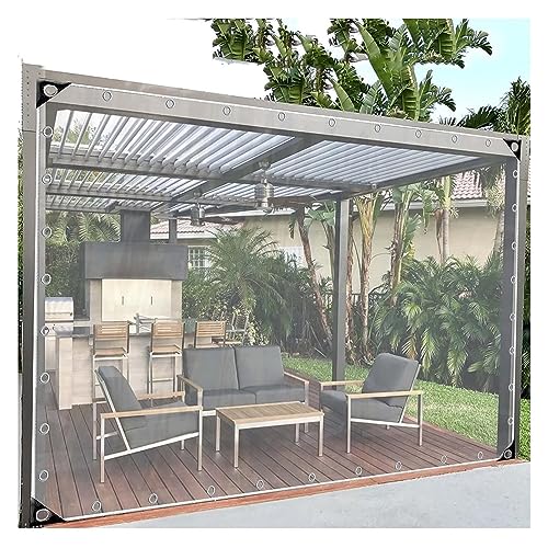 Bâche en PVC transparent robuste pour serre, terrasse, jardin, imperméable, anti-poussière et anti-déchirure, panneaux latéraux avec œillets métalliques, couverture de pavillon d'extérieur
