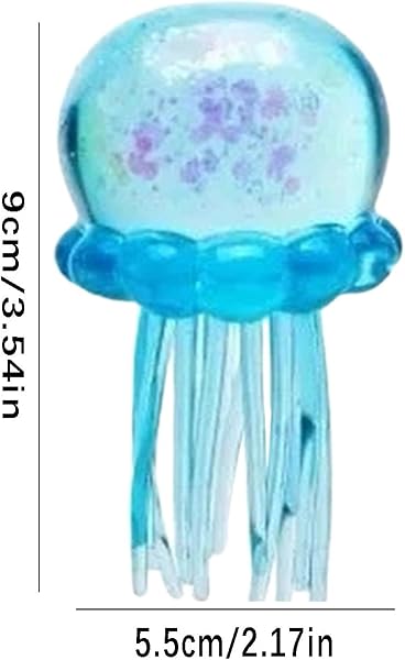 Juguete de medusa de neón brillante con tentáculos largos, juguete sensorial elástico con partículas de purpurina para niños y adultos, regalo ideal para oficina, hogar, regalo de Pascua - 5
