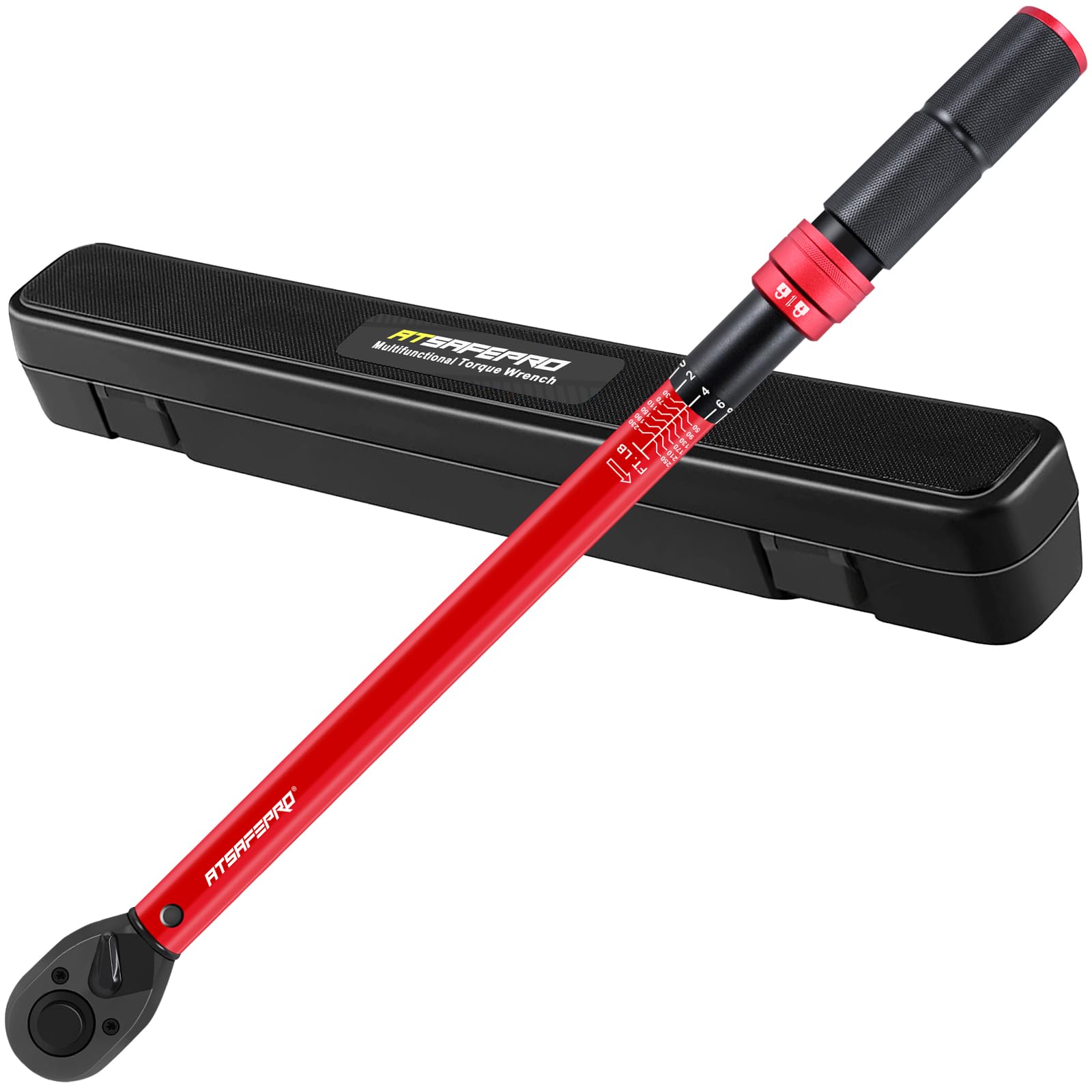 ATsafepro 1/2 Torque Wrench,1/2 Torque Wrench 30-250 Ft Lb(40.7-339.0 Nm) Dual scale,torque wrench 1/2 drive 250 ft-lb Pre-Calibrated Accuracy+-3% - Ideal for Automotive & Heavy Machinery Use