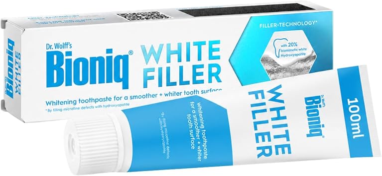 Bioniq  White Filler Toothpaste - 1 x 100 ml   Gentle Whitening Toothpaste with Hydroxyapatite - Protects and Strengthens Enamel - for Smooth and White Teeth - Gently Removes Stains, Fluoride-Free
