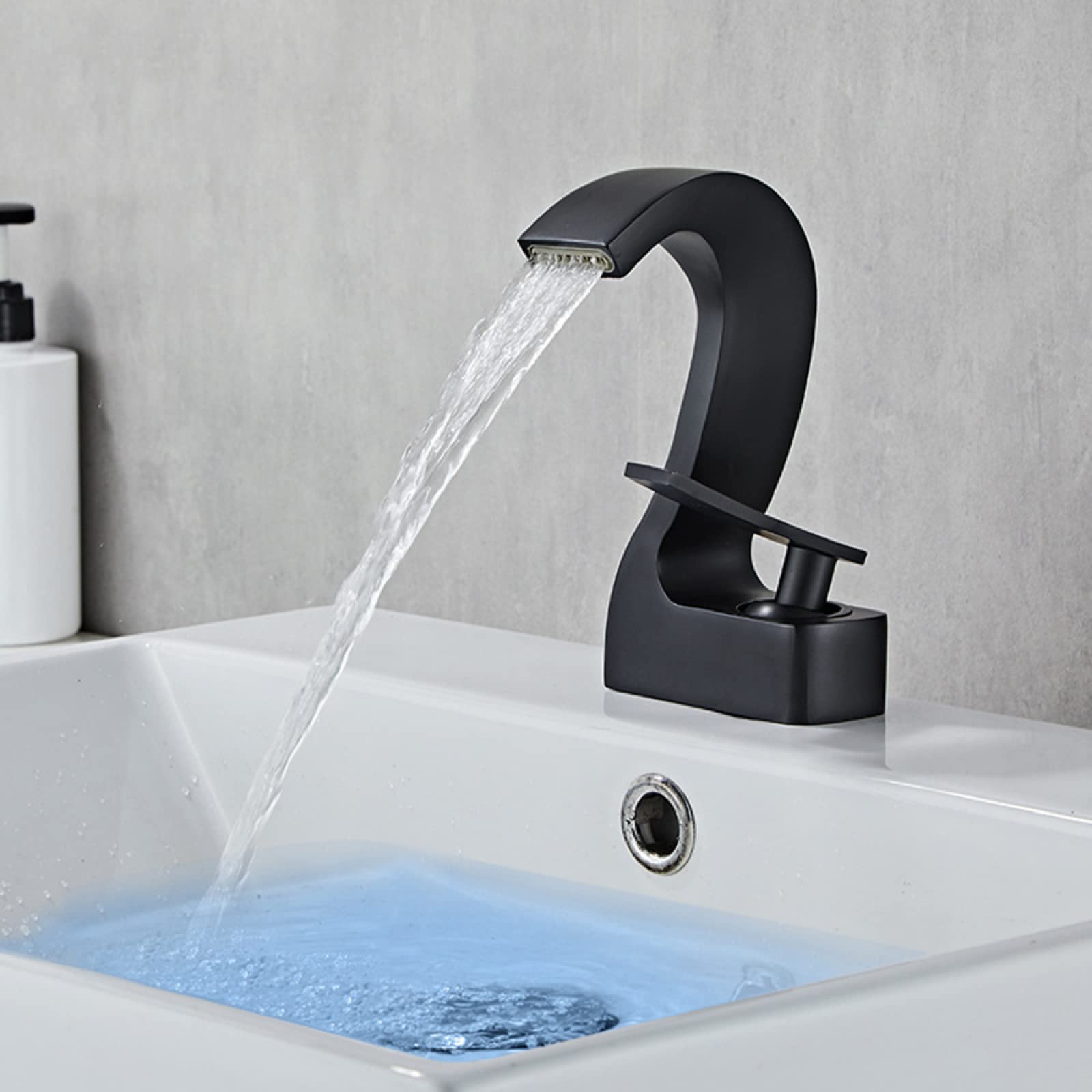 Nvsfzgiyg Nero Bathroom Sink Faucet Waterfall, Single Handle Basin Mixer Tap For Hot And Cold Water, Faucets, Gold(Nero)