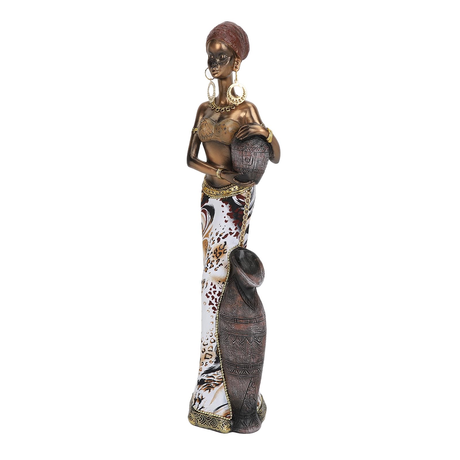 afrykańska kobieta statua ręcznie wykonana z żywicy plemienna figurka damy Vintage realistyczna tajemnicza afrykańska dama rzeźba na półkę na biurko (G04172A)