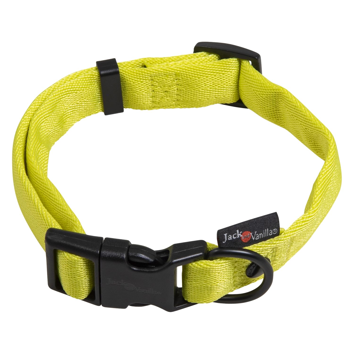 JACK AND VANILLA, Comfort Tube Nylon Dog Collar, Yellow, Size 25 mm x 39-65 cm