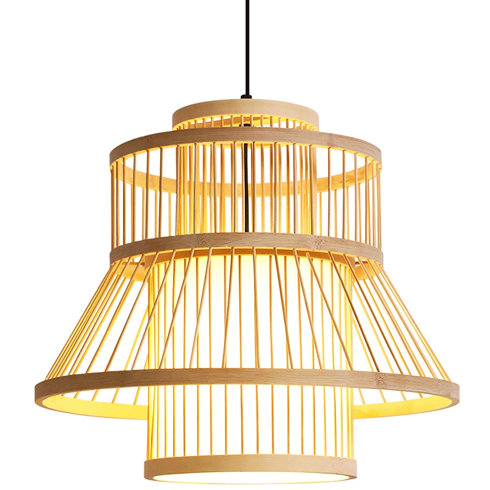 Iluminación Colgante para Arte Y Tejido De Bambú Lámpara Artesanal Decorativa Japonesa Accesorio De Techo De Mimbre De Bambú Luz Casera Retro E27 Utilizado para Restaurantes, Cocinas