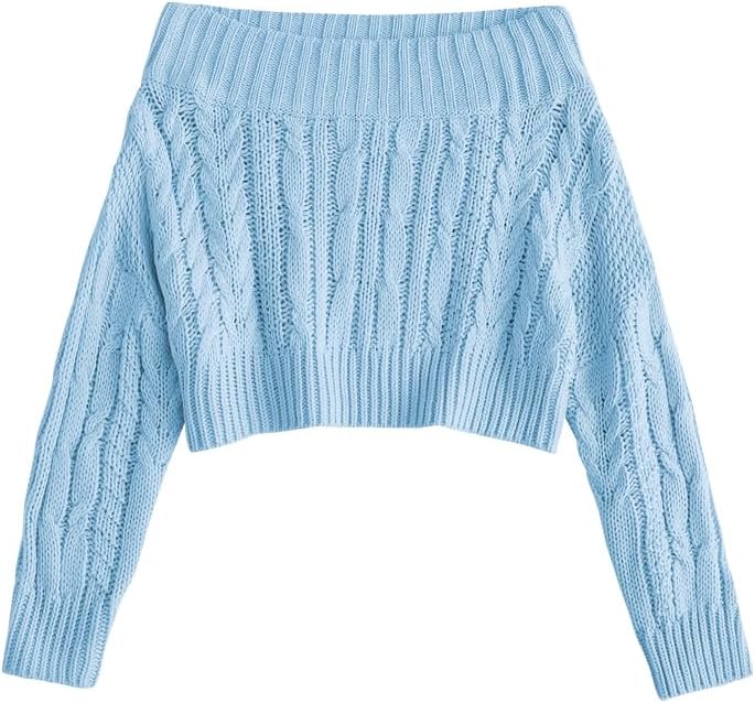 ZAFUL Women V Neck Button Knit Crop Sweaters Batwing Sleeve V Back Ribbed Hem Pullover Sweater