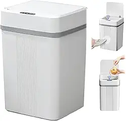 Lixeira Automática 18L com Sensor Inteligente de Aproximação – Abertura e Fechamento Automáticos para Cozinha, Banheiro e Escritório (18L-branco)