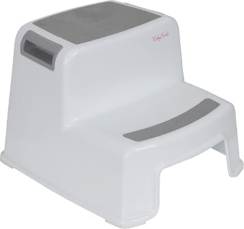 Babycurls 2 Step Stool for Toddlers Non Slip Sturdy Double Step Up For Kids Safe Toddler Loo Potty Toilet Training in The Bathroom Kitchen and Home White
