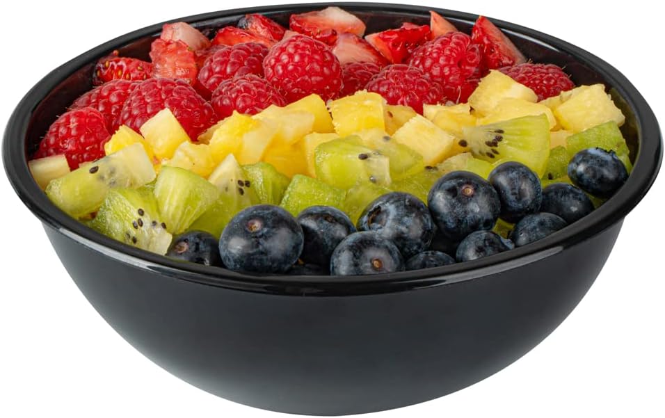 Restaurantware 18 Ounce Plastic Salad Bowls 200 Recyclable Disposable Plastic Bowls - Disposable Large Black Plastic To Go Bowls Lids Sold Separately For Pastas Salads And More