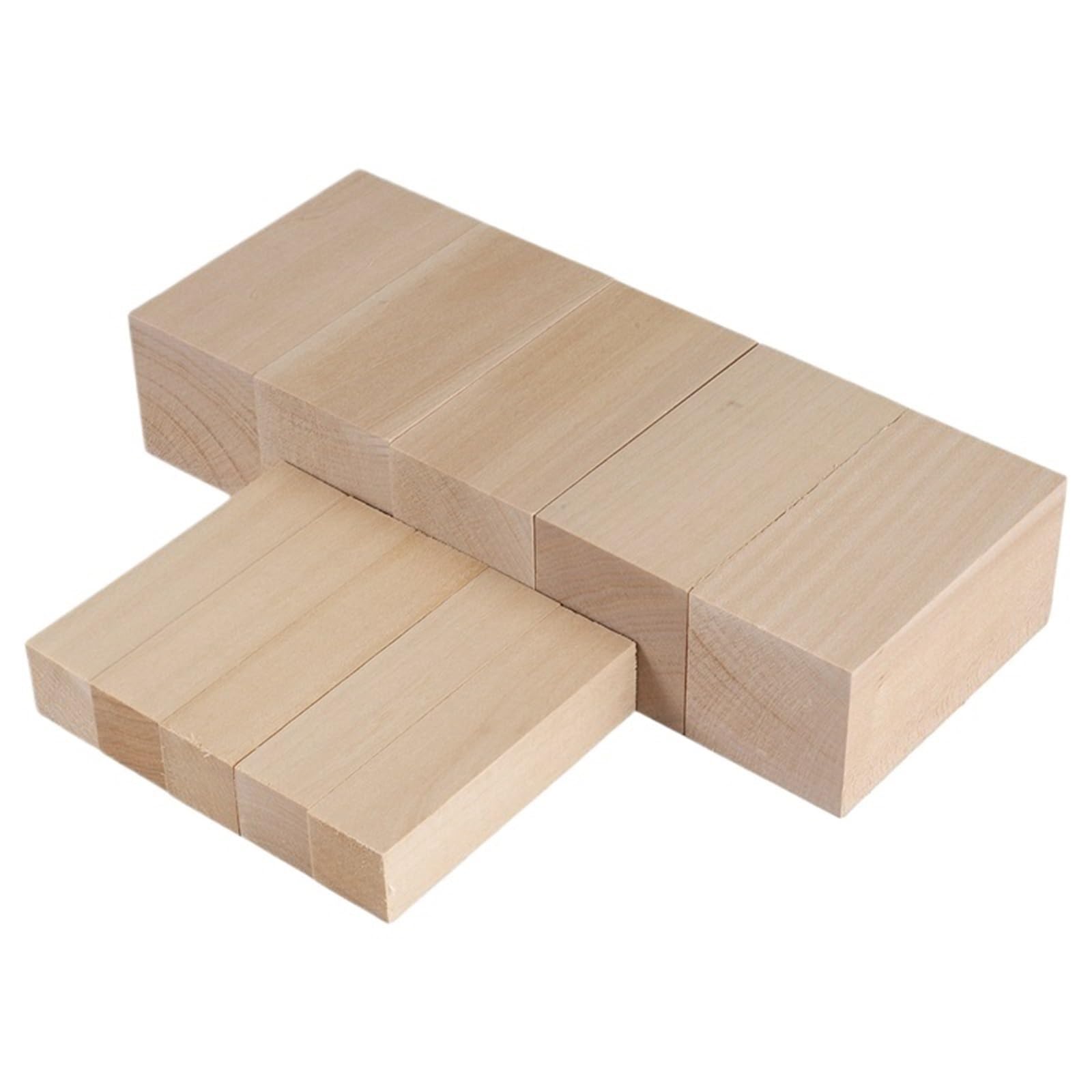 MRVAKDYDI Basswood Carving Blocks, Basswood Carving Blocks 10 Pack Unfinished Blanks Kit Beginners Wood Color Mixed Sizes