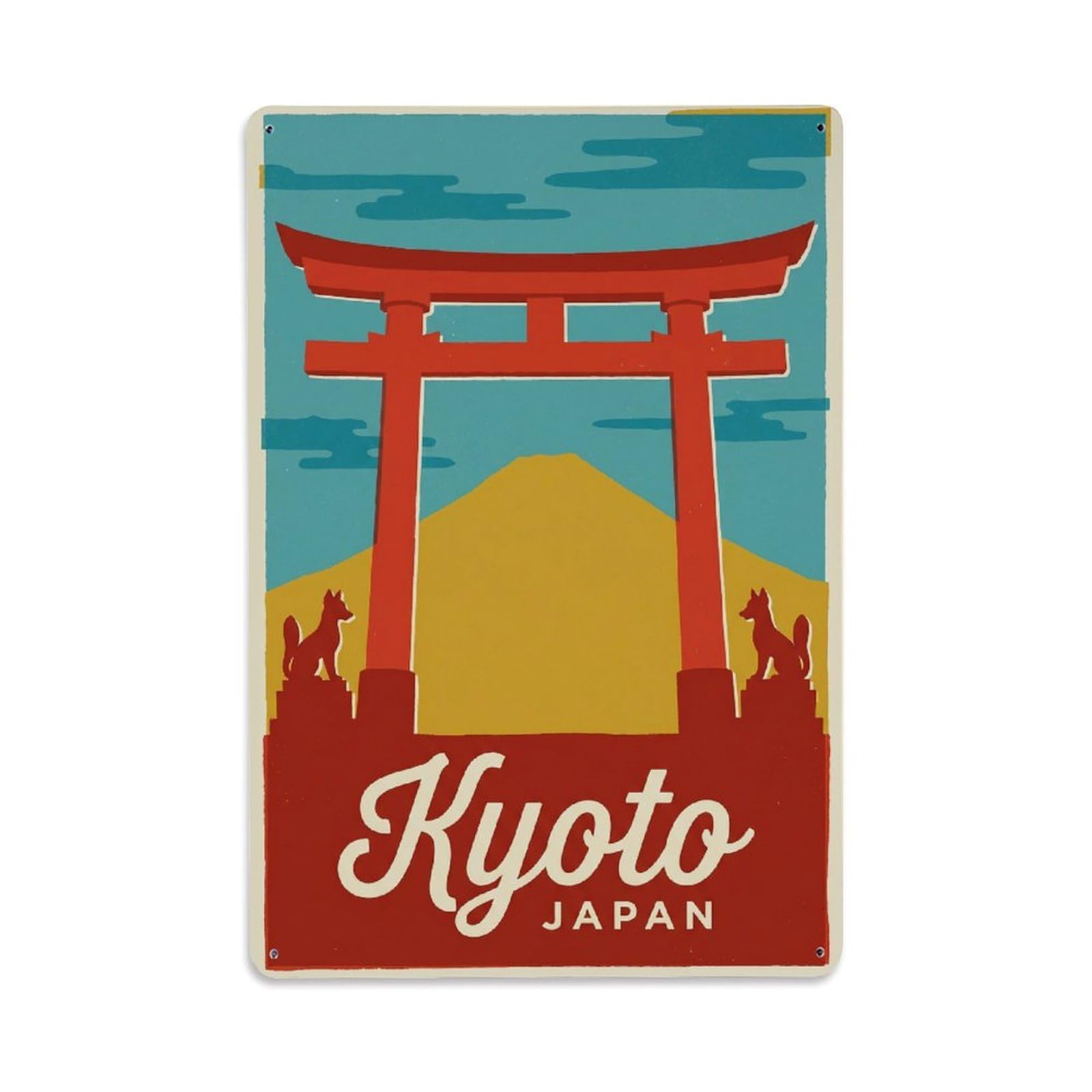 Gead 8X12inch Style Vintage Travel Kyoto Japan Torii Metal Tin Sign