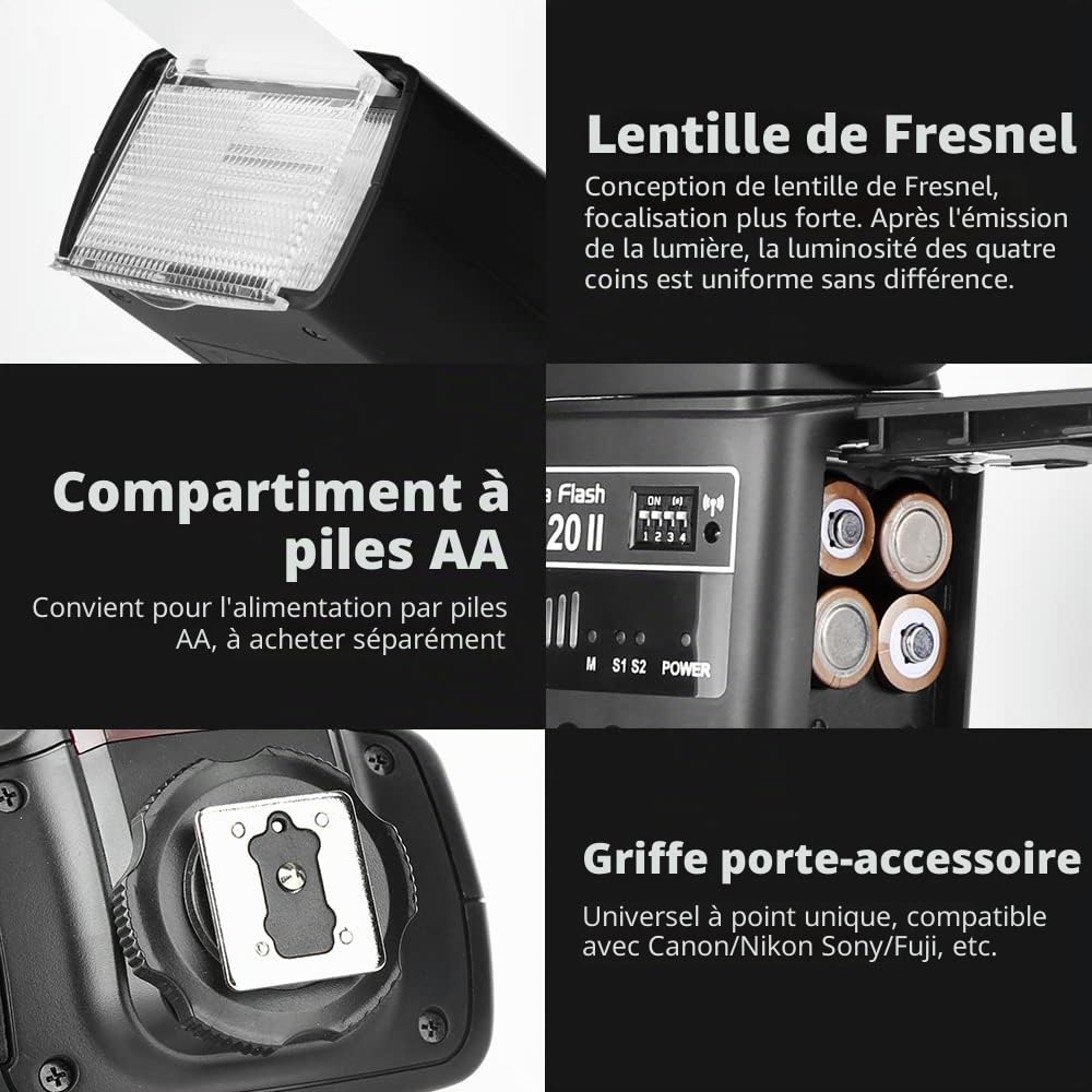 Godox TT520II Flash électronique universel pour appareil photo avec transmission sans fil pour appareil photo reflex numérique Canon Nikon Panasonic Olympus Pentax