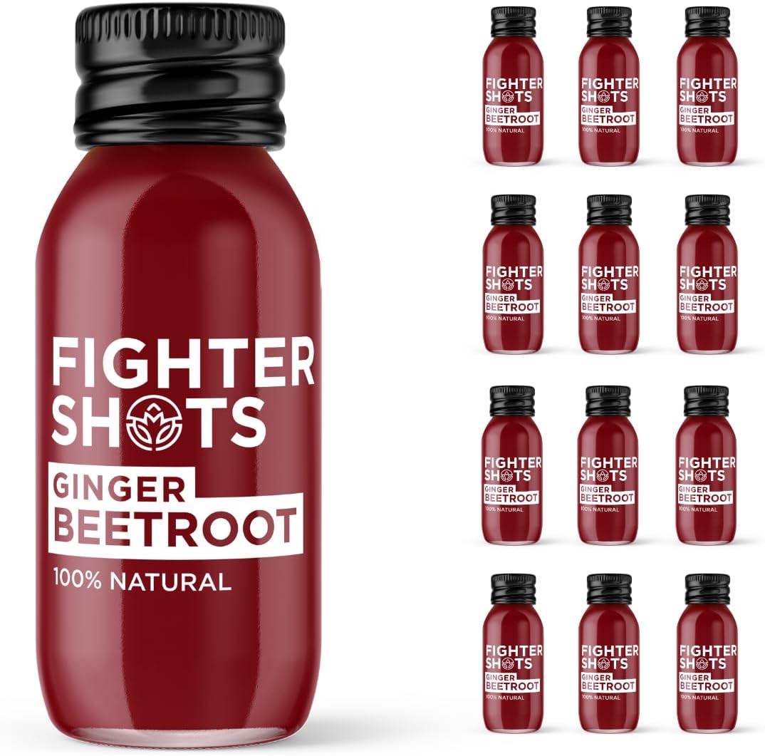 – Ginger + Beetroot (12x60ml) | 100% Natural | Perfect Morning/Post Workout Pick Me Up | No Preservatives | Fresh & Fiery Beetroot and Ginger Shots