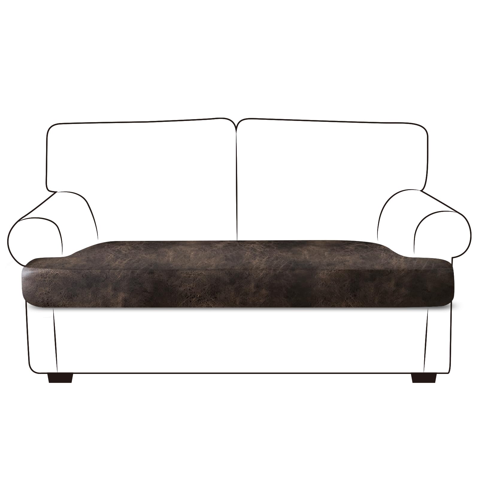 ANARACHON Leather Look Couch Cushion Covers Sofa Seat Slipcovers Sets Couches Furniture Protector for Sectional Armchair Loveseat Pets Kids Stretch Spandex Fabric (1 T-Cushion loveseat, Brown) — image 1