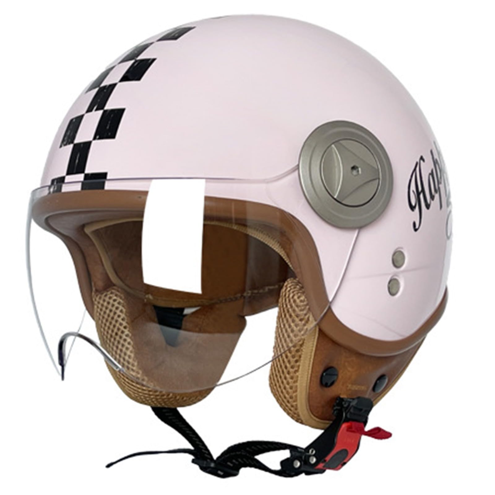 Kask motocyklowy w stylu vintage, otwarty kask dla dorosłych, retro 3/4, otwarty kask motocyklowy, z certyfikatem ECE / DOT, dla dorosłych, mężczyzn i kobiet