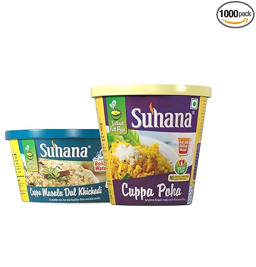 Cuppa Masala Dal khichadi + Poha Ready to eat Instant Breakfast Combo Pack of 2