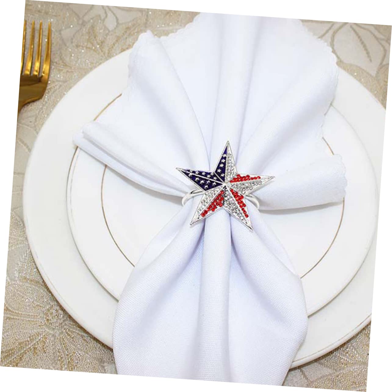 TOPBATHY 18stücke Teiliges Dekorative Fünf- -Stern Napkin Buckles Für Unabhängigkeitstag Design Langlebig Hochwertigem Legierungsmaterial Für Festliche Anlässe